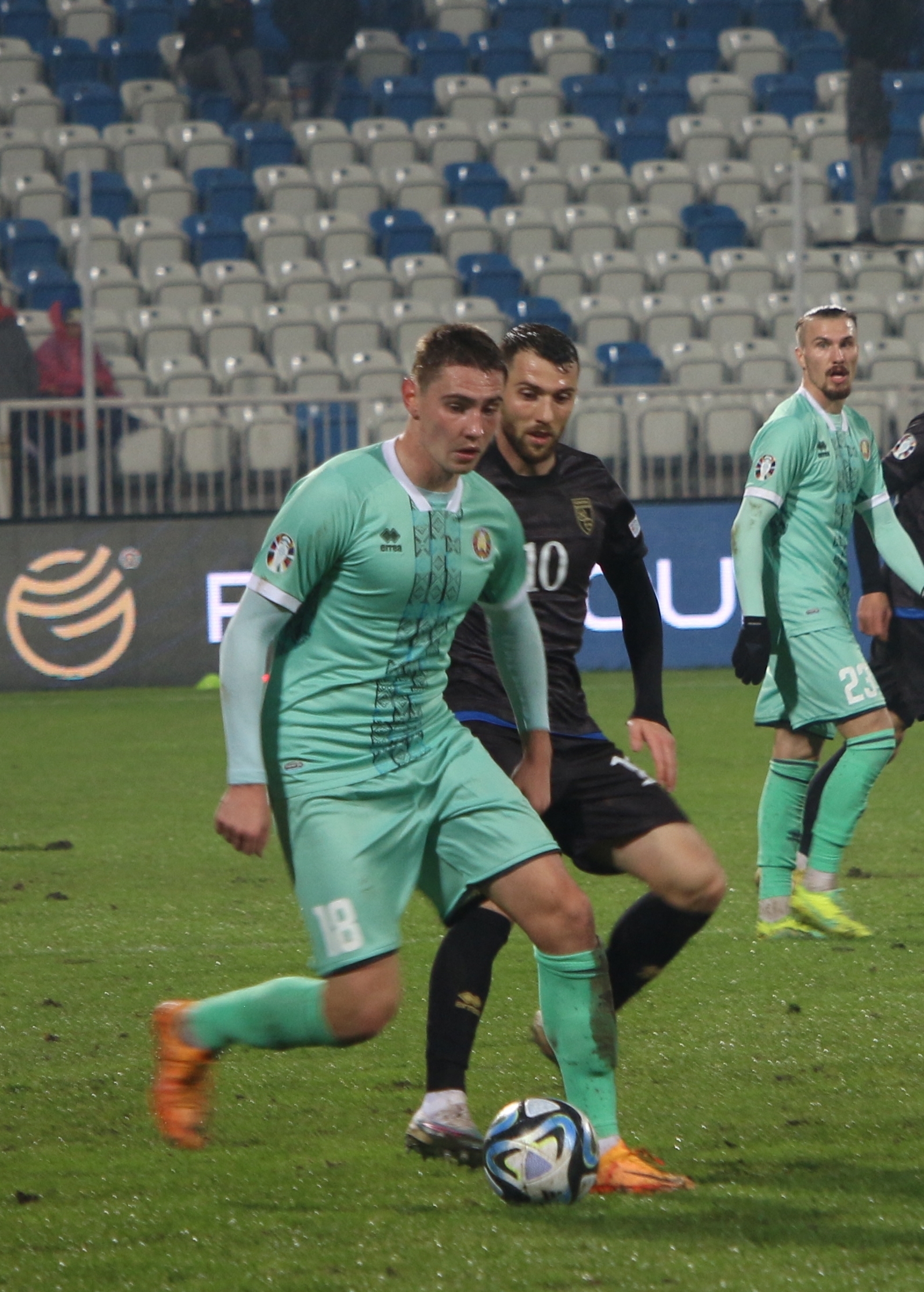 PRISTINA, KOSOVO - NOVEMBER 21: Kirill Kaplenko (18) of Belarus in action during the 2024 European Championship (EURO 2024) Qualifier match between Kosovo and Belarus in Pristina, Kosovo on November 21, 2023. Erkin Keci / Anadolu (Photo by Erkin Keci / ANADOLU / Anadolu via