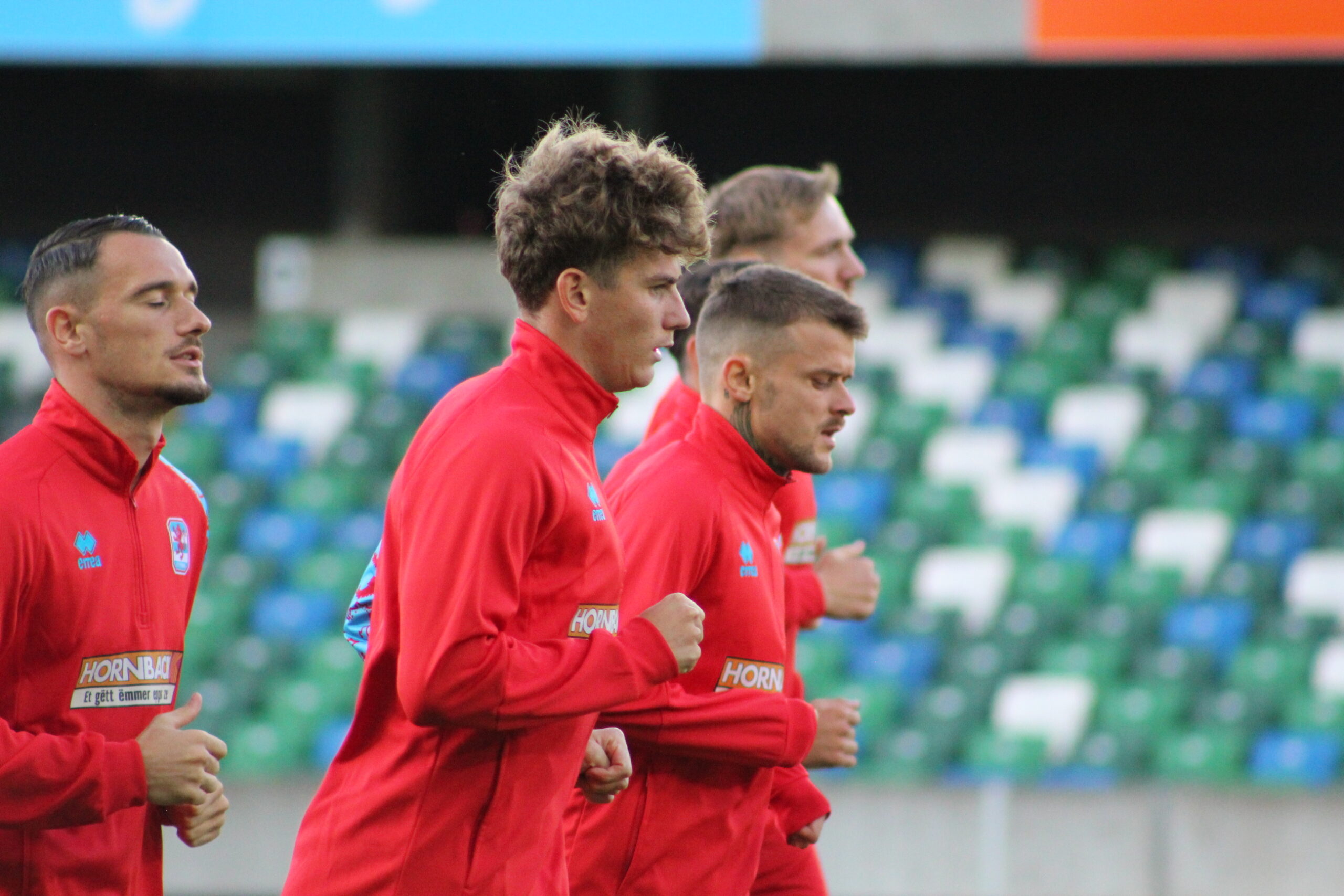 Entraînement des Roud Léiwen à Belfast lors de la première journée de Nations league